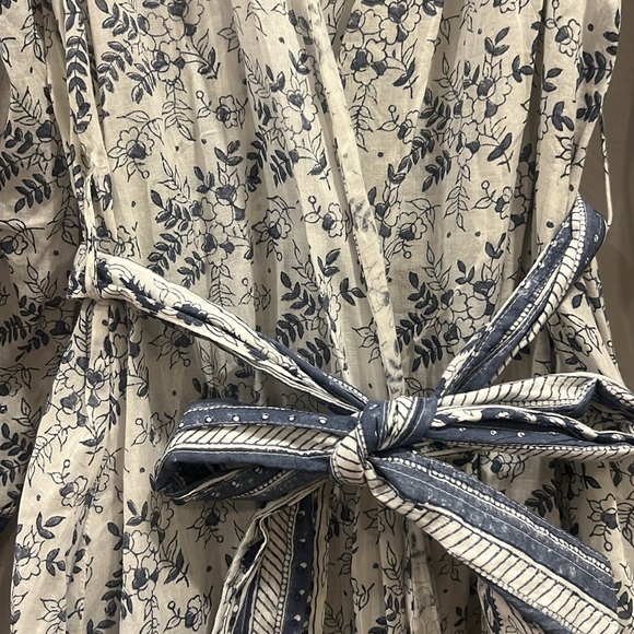 Cleobella Navy Floral and Paisley Mini Wrap dress Size Medium - Picture 3 of 5